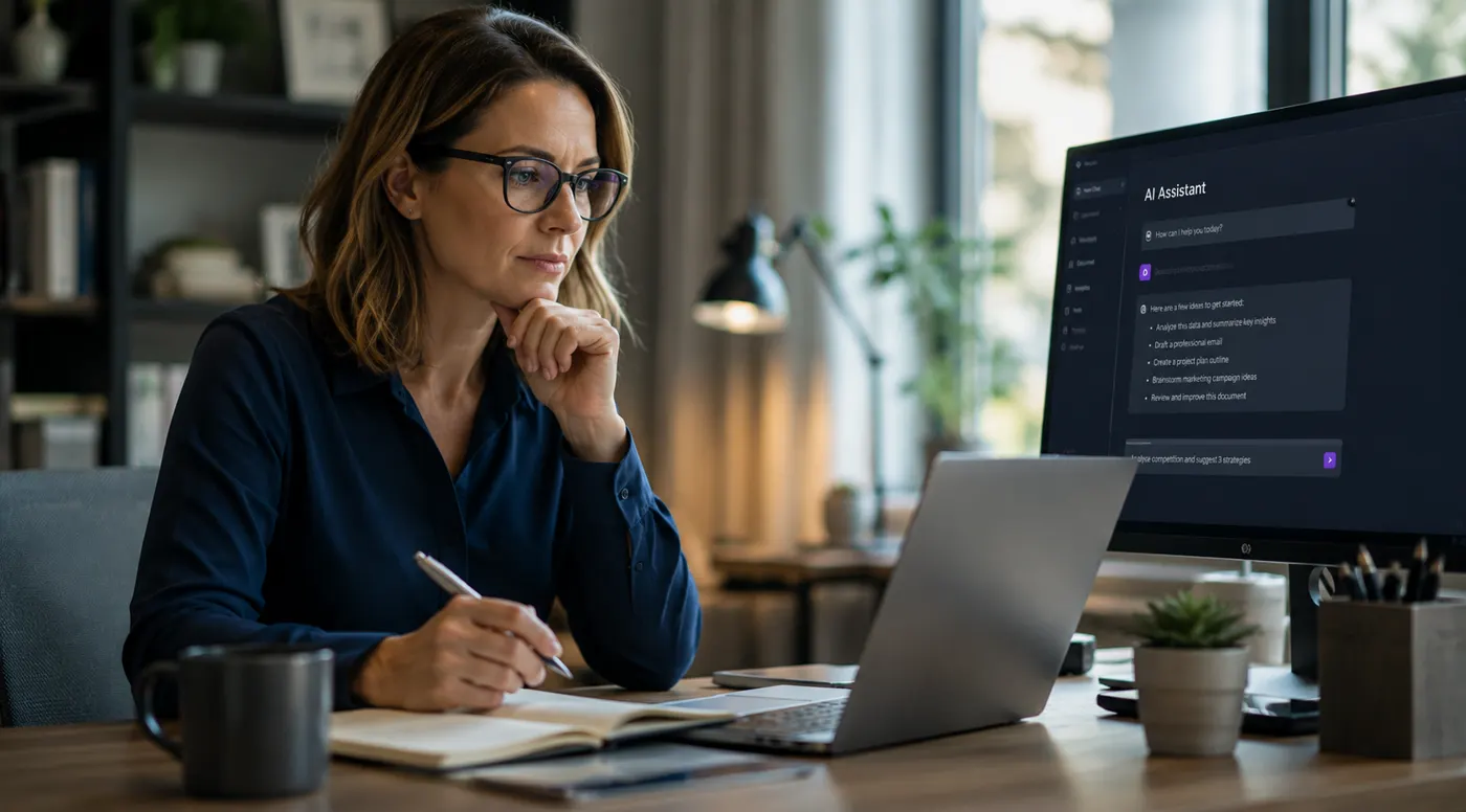 Professional working with an AI assistant