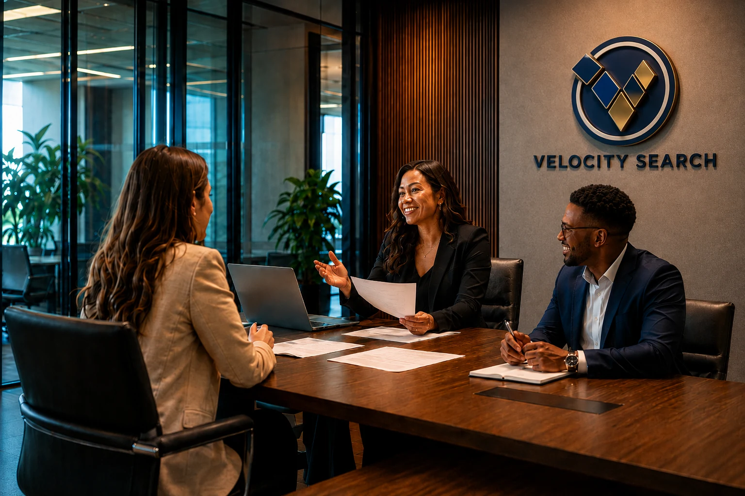 Candidate meeting with Velocity Search recruiters