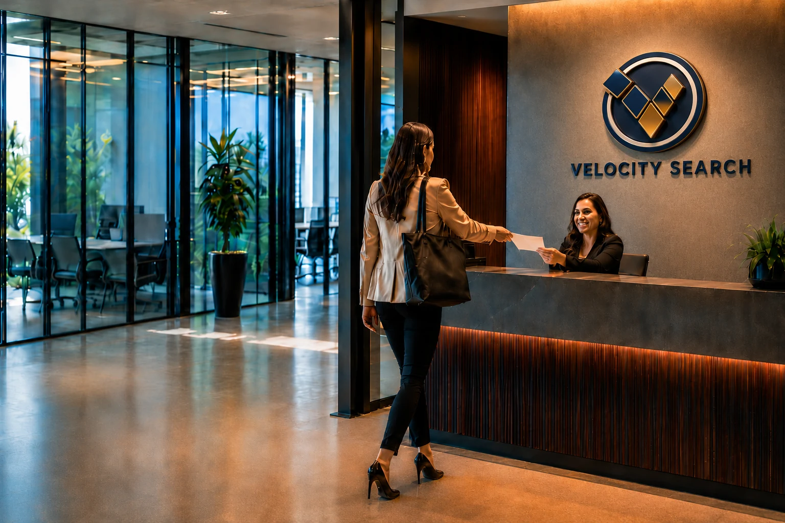 Candidate welcomed at Velocity Search reception