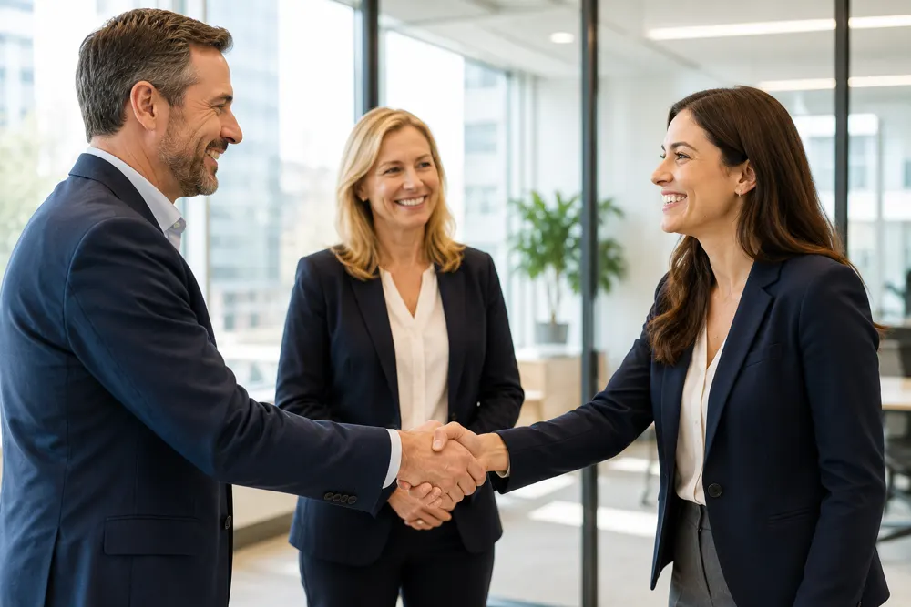 A warm congratulations between colleagues
