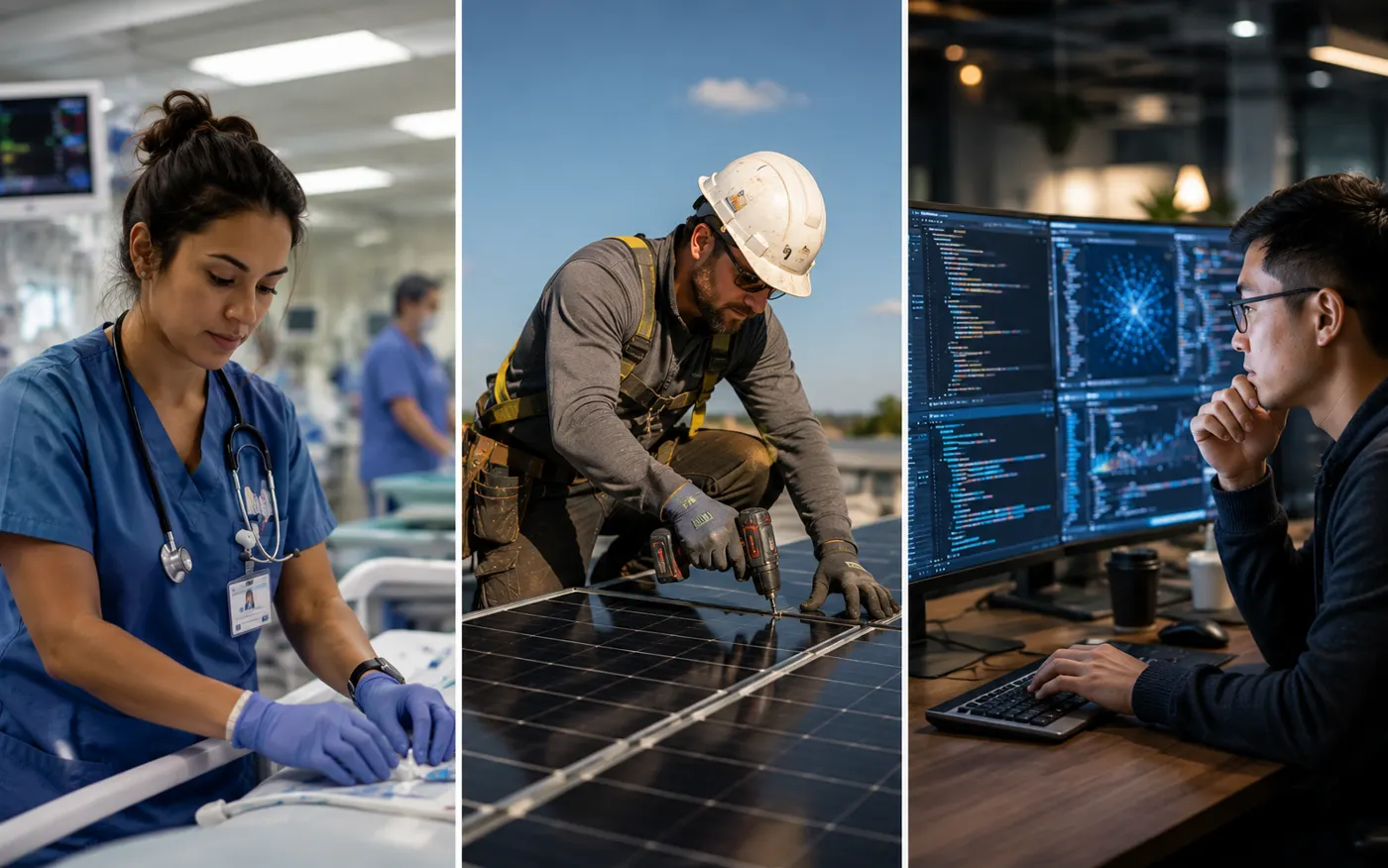 Nurse, solar installer, and data engineer