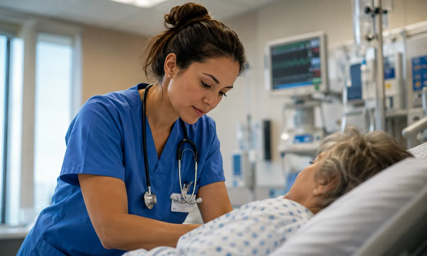 Nurse caring for a patient